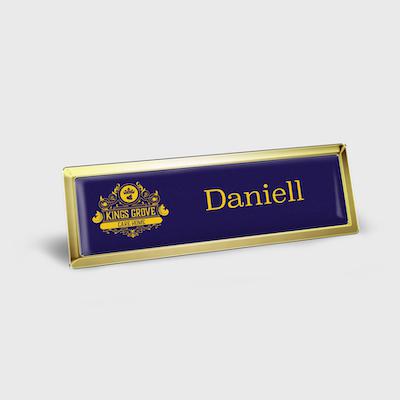 MAGNETIC NAME BADGE METAL FRAME DOMED