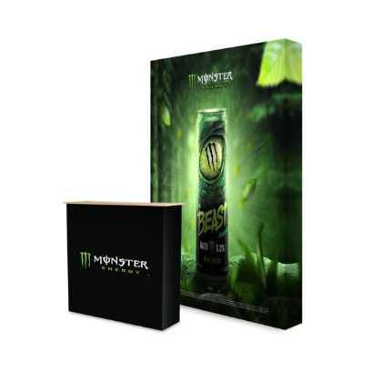 TEXTILE STRAIGHT FABRIC POP-UP STAND, 3X2 WITH FABRIC POP-UP COUNTER