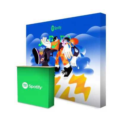 TEXTILE STRAIGHT FABRIC POP-UP STAND, 3X4 WITH FABRIC POP-UP COUNTER