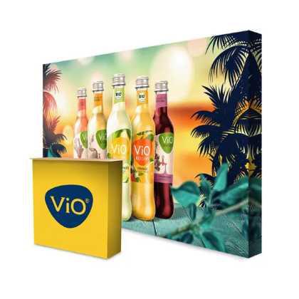 TEXTILE STRAIGHT FABRIC POP-UP STAND, 3X5 WITH FABRIC POP-UP COUNTER