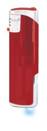 Nola 12 PIEZO lighter red LED refillable body frosty red, cap chrome, pusher chrome red