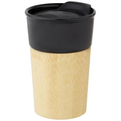 Pereira 320 ml porcelain mug with bamboo outer wall - Image 2