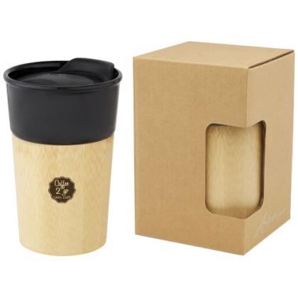Pereira 320 ml porcelain mug with bamboo outer wall - Image 3