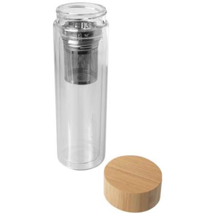 Bailey 400 ml borsilicate glass infuser bottle with bamboo lid - Image 2