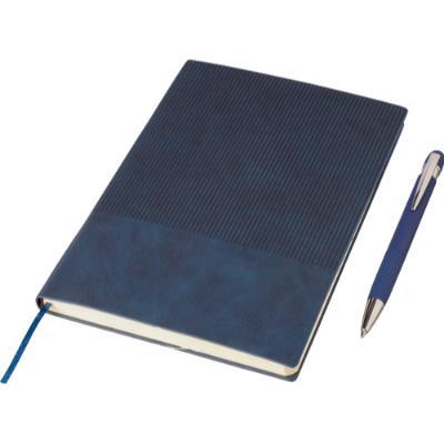 The Tarek - Recycled PU notebook with ballpen gift set (approx. A5)