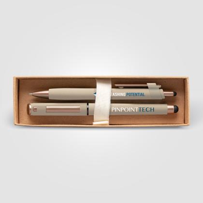 York Recycled Plastic Bronze Trim Pen Gift Set – Box Decorated