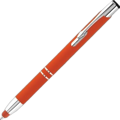 Electra Classic Soft Feel Metal Ballpoint Pen with Stylus - Orange (Blue Ink)
