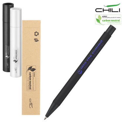 Par Noir Soft Feel Recycled Metal Ballpoint Pen by Chili - Black - Blue Base Metal