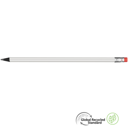Supersaver GRS Recycled Pencil with Eraser - White - Black with Eraser