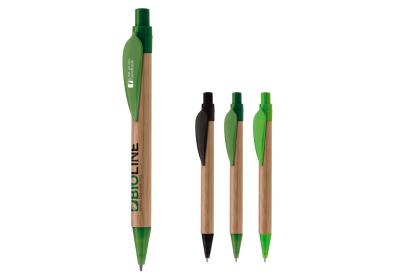 Bamboo pen with plastic leafclip