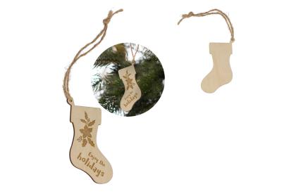 Stocking shaped wooden Christmas ornament