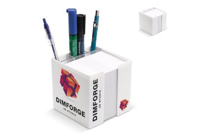 Paper pad 10x10x10cm  in cube box with stationery compartments
