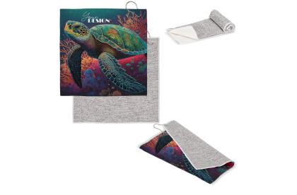 Quick dry golf towel with hook R-PET 30 x 30 cm sublimation