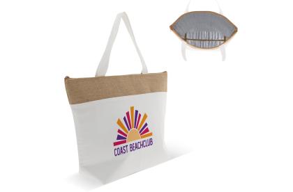 Beach cooler bag cotton/jute 42x10x30cm