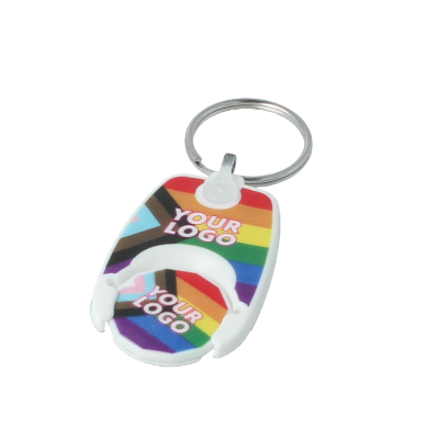Recycled Pride Pop Coin Trolley Keyring - Image 4