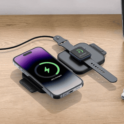 Noir Duo folding wireless charging station - Image 4