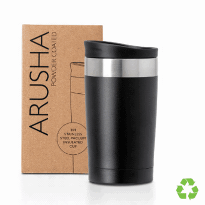 Arusha recycled stainless steel 350ml coffee cup - Image 4