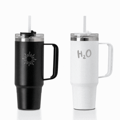Grande 880ml recycled insulated cup with straw - Image 2
