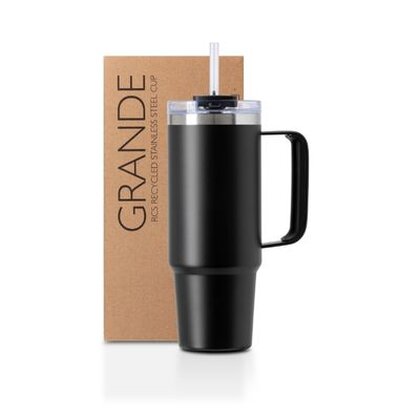 Grande 880ml recycled insulated cup with straw - Image 3
