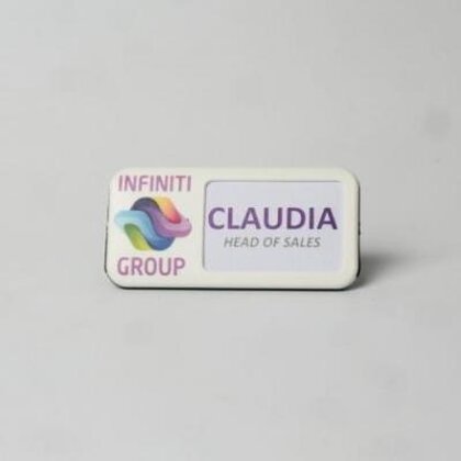 Always Recycled Reusable Name Badge – Rectangular Right Window - Combo Clip - Image 2